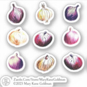 Whimsical Onions HandGezeichnet Wasserfarbengewäch Aufkleber (Vorderseite)