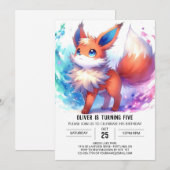 Whimsical Online Fox Geburtstag Einladung (Vorne/Hinten)
