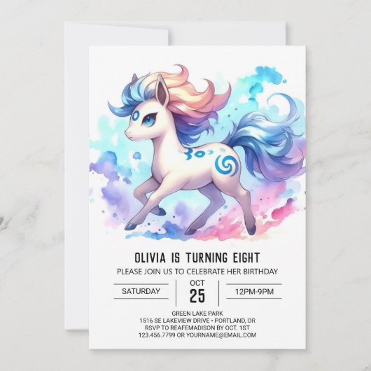Whimsical Online Horse Geburtstag Einladung (Vorderseite)
