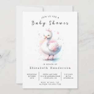 Whimsical Online Swan Baby Dusche Einladung