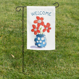 Whimsical Orange Blume in Blue Vase