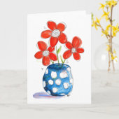 Whimsical Orange Blume in Blue Vase Karte (Gelbe Blume)