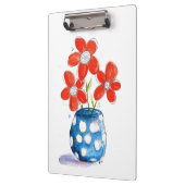 Whimsical Orange Blume in Blue Vase Klemmbrett (Links)