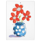 Whimsical Orange Blume in Blue Vase Klemmbrett (Rückseite)