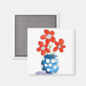 Whimsical Orange Blume in Blue Vase Magnet (Vorderseite/Rückseite)