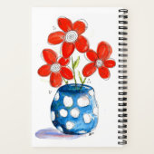 Whimsical Orange Blume in Blue Vase Notizblock (Rückseite)