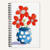 Whimsical Orange Blume in Blue Vase Notizblock (Vorderseite)