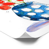 Whimsical Orange Blume in Blue Vase Poster (Ecke)