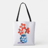 Whimsical Orange Blume in Blue Vase Tasche (Rückseite)
