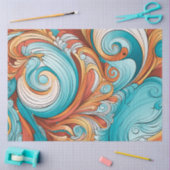 Whimsical Orange | Bondi Blue | Wirbellose Decoupa Seidenpapier (Basteln)