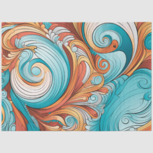 Whimsical Orange Bondi Blue Wirbellose Decoupa Seidenpapier