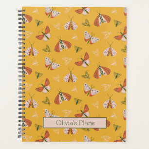 Whimsical Orange Ecru Moths Personalisiert Planer