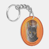 Whimsical Orange Foto Cat Schlüsselanhänger (Vorderseite links)