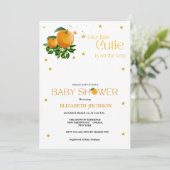 Whimsical orange Kleine Süsse-neutrale Babydusche Ankündigung (Stehend Vorderseite)