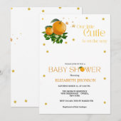 Whimsical orange Kleine Süsse-neutrale Babydusche Ankündigung (Vorne/Hinten)