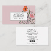 Whimsical Orange Pink Floral Bouquet Dusty Pink Visitenkarte (Vorne/Hinten)