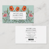 Whimsical Orange Pink Niedlich Blumengrün Visitenkarte (Vorne/Hinten)