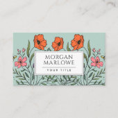 Whimsical Orange Pink Niedlich Blumengrün Visitenkarte (Vorderseite)