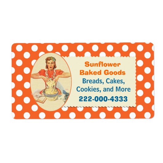 Whimsical Orange Polka Dot Bakery Label (Vorne)