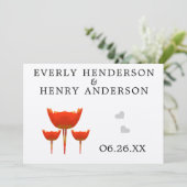 Whimsical Orange Poppy Wedding Save the Date Einladung (Stehend Vorderseite)