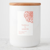 Whimsical Orange Red Blüh Candle Label Lebensmitteletikett (Vorderseite)