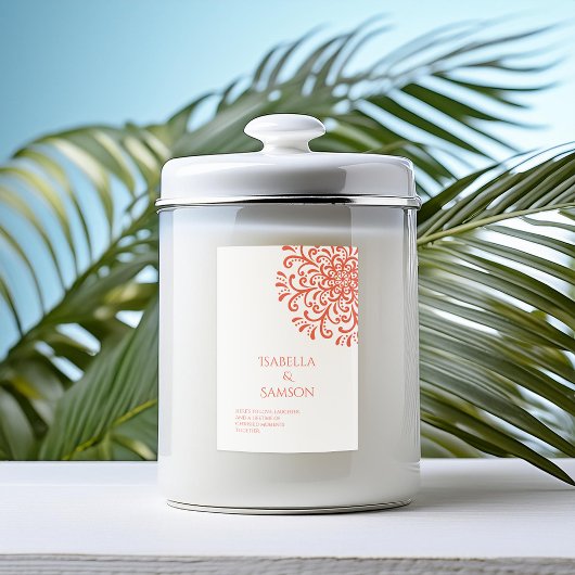 Whimsical Orange Red Blüh Candle Label Lebensmitteletikett