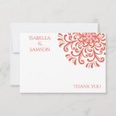 Whimsical Orange Red Blüh Danke Karte (Vorderseite)