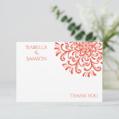 Whimsical Orange Red Blüh Danke Karte (Stehend Vorderseite)