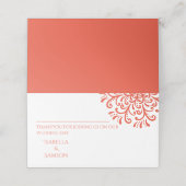 Whimsical Orange Red Blüh Platzkarte (Außenseite Aufgefaltet)