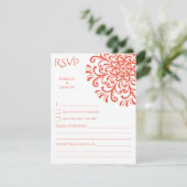 Whimsical Orange Red Blüh RSVP Card (Stehend Vorderseite)