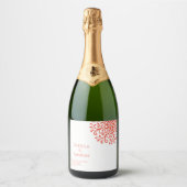 Whimsical Orange Red Blüh Schaumweinetikett (Vorderseite)