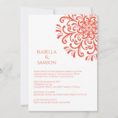 Whimsical Orange Red Blüh Wedding Einladung (Vorderseite)
