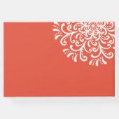 Whimsical Orange Red Blüh Wedding Gästebuch (Rückseite)