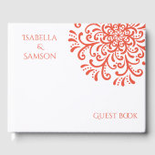 Whimsical Orange Red Blüh Wedding Gästebuch (Vorderseite)