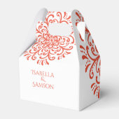 Whimsical Orange Red Blüh Wedding Geschenkschachtel (Rückseite)
