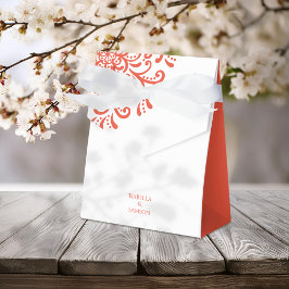 Whimsical Orange Red Blüh Wedding Geschenkschachtel