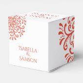 Whimsical Orange Red Blüh Wedding Geschenkschachtel (Rückseite)