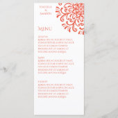 Whimsical Orange Red Blüh Wedding Menu Menükarte (Vorderseite)