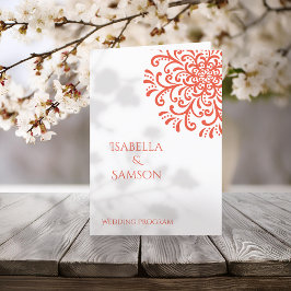 Whimsical Orange Red Blüh Wedding Program Programm