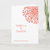 Whimsical Orange Red Blüh Wedding Program Programm (Vorderseite)