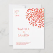 Whimsical Orange Red Blühte Save the Date (Vorderseite)