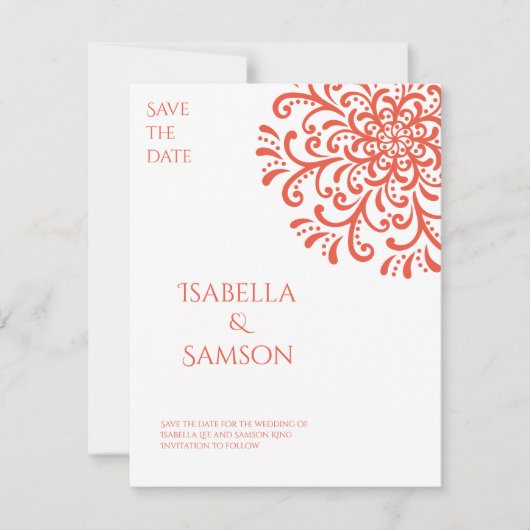 Whimsical Orange Red Blühte Save the Date (Vorderseite)