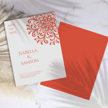 Whimsical Orange Red Blühte Save the Date