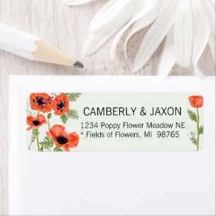 Whimsical Orange Red Poppe Blume Wasserfarbe