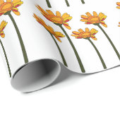 Whimsical Orange Rote Blume Floral Geschenkpapier (Rolleneckpunkt)