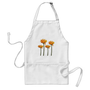 Whimsical Orange Rote Blume Floral Schürze