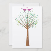 Whimsical Orange und Fuchsia Love Bird Tree Einlad Einladung (Rückseite)