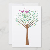 Whimsical Orange und Fuchsia Love Bird Tree Einlad Einladung (Rückseite)
