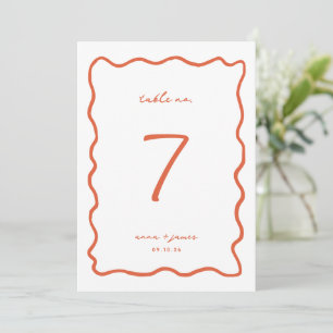 Whimsical Orange Wedding Tischnummer Card