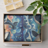 Whimsical Orca Whale Beach Coastal Dekoupage Seidenpapier (Geschenk)